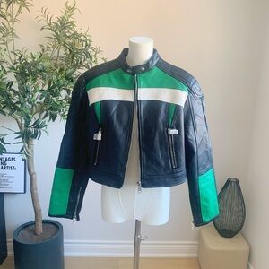 Lioness Color Block Cropped Moto Jacket M